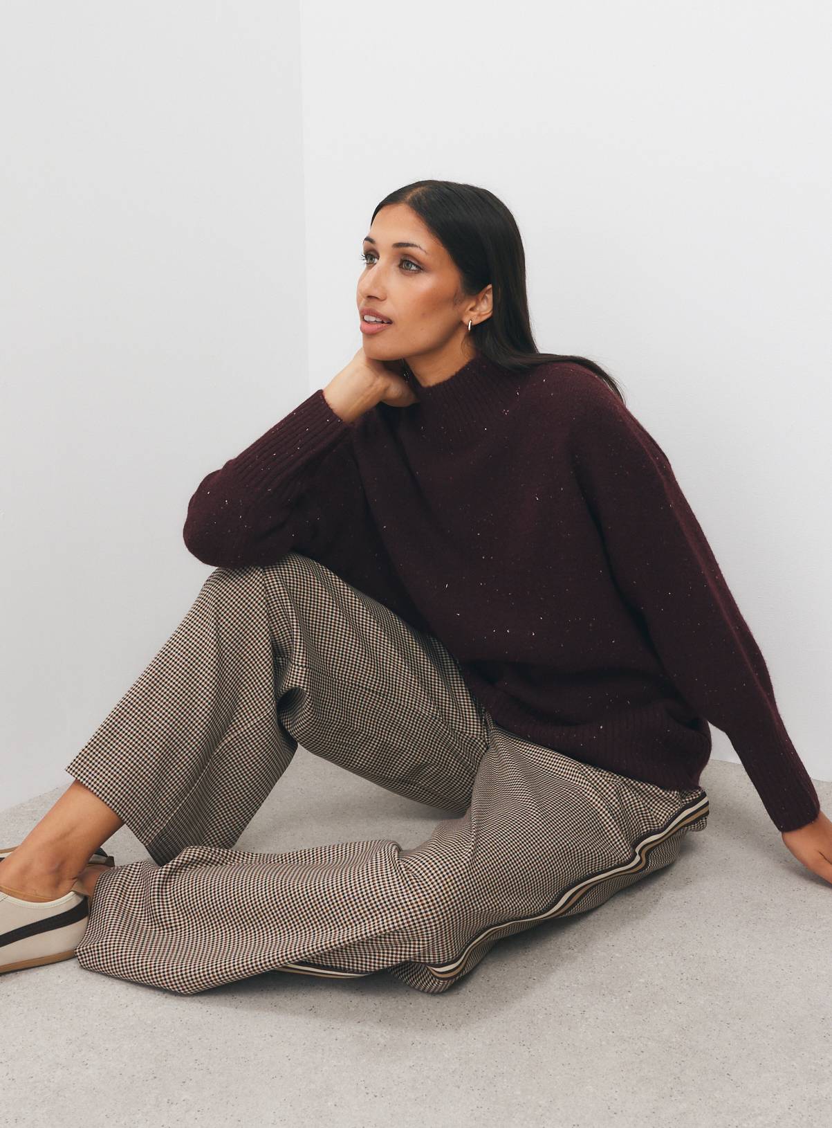 Dark Red High Neck Oversized Jumper XL - Image 2